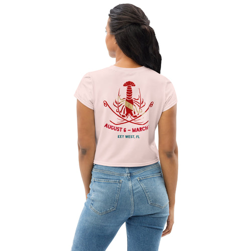 All-Over Print Crop Tee - PINK (Scuba Lobster)