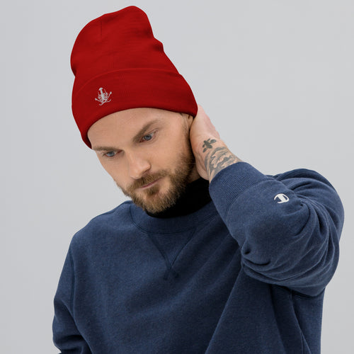 Embroidered Beanie - White Lobster