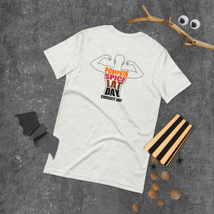 Pumpkin Spice Lat Day (Black / Back) - Short-Sleeve Unisex T-Shirt