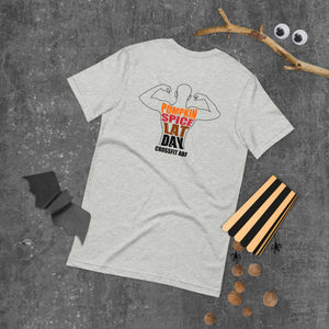 Pumpkin Spice Lat Day (Black / Back) - Short-Sleeve Unisex T-Shirt