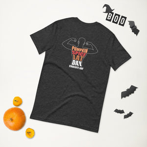 Pumpkin Spice Lat Day (White / Back) - Short-Sleeve Unisex T-Shirt