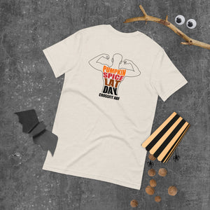 Pumpkin Spice Lat Day (Black / Back) - Short-Sleeve Unisex T-Shirt