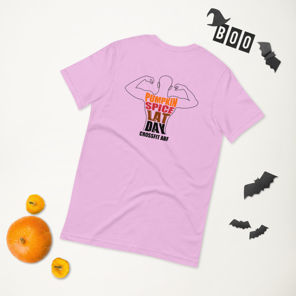 Pumpkin Spice Lat Day (Black / Back) - Short-Sleeve Unisex T-Shirt