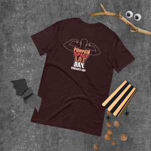 Pumpkin Spice Lat Day (White / Back) - Short-Sleeve Unisex T-Shirt