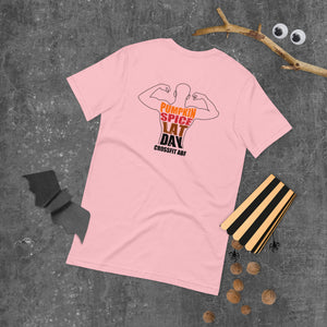 Pumpkin Spice Lat Day (Black / Back) - Short-Sleeve Unisex T-Shirt