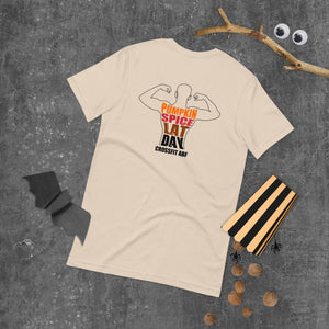 Pumpkin Spice Lat Day (Black / Back) - Short-Sleeve Unisex T-Shirt