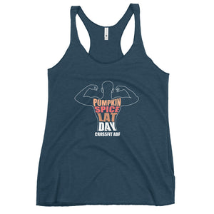 Pumpkin Spice Lat Day (White) - Women's Racerback Tank