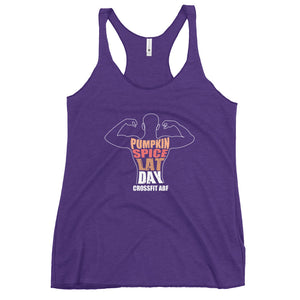 Pumpkin Spice Lat Day (White) - Women's Racerback Tank